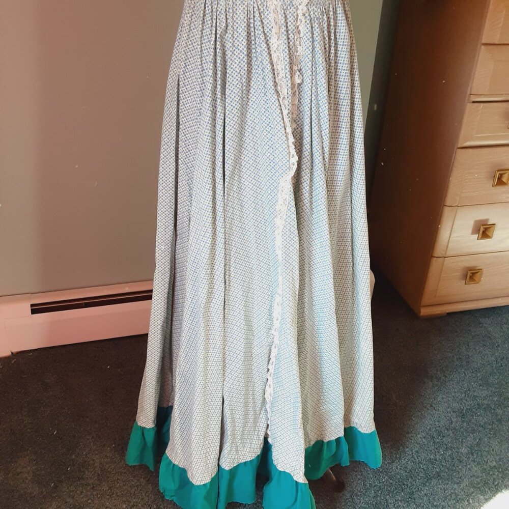 1970's Handmade Prairie Pioneer Dress Woman costume reenactment drawstring purse - Picture 3 of 7